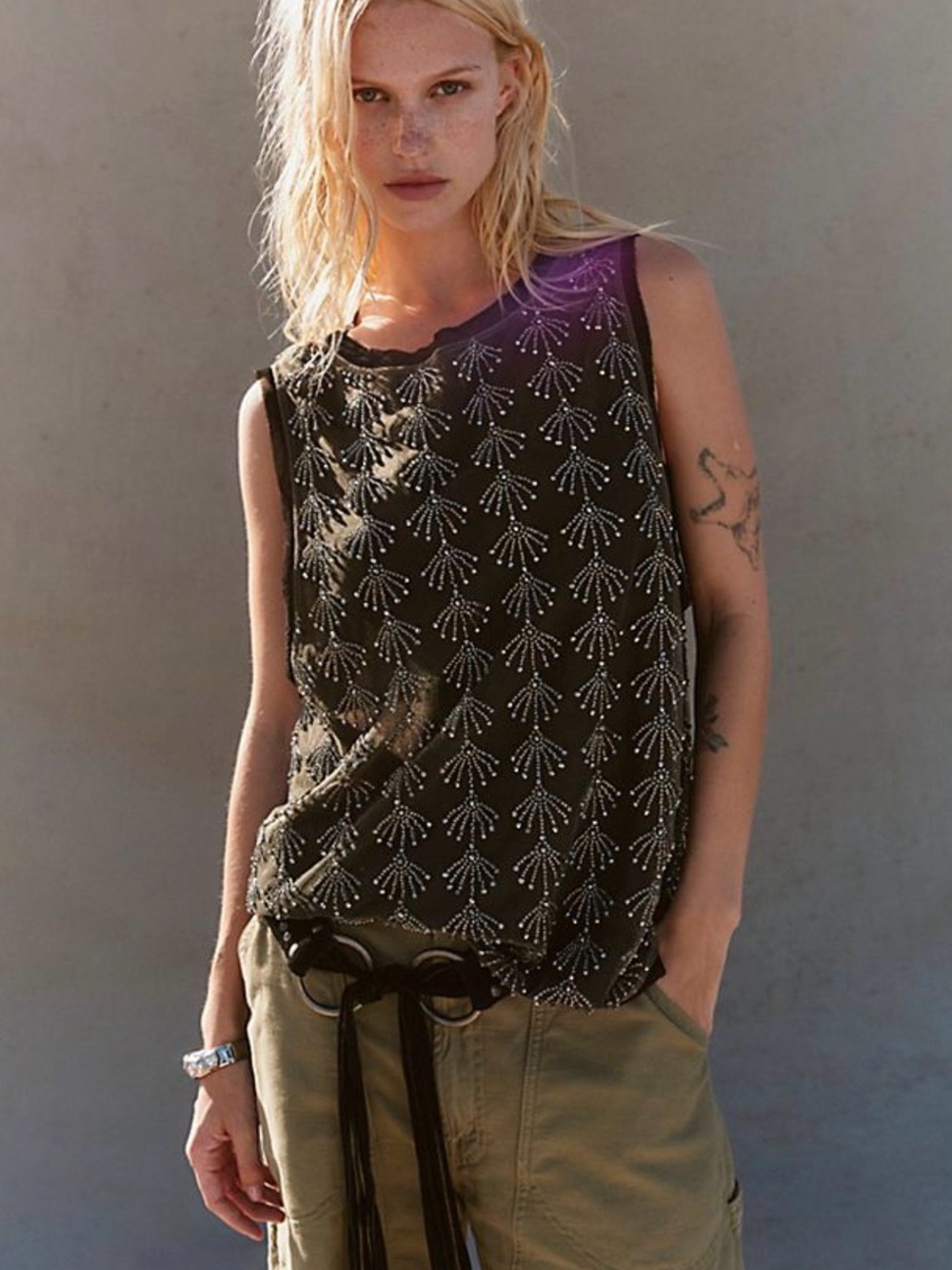 Free People Beaded Sleeveless Tank
